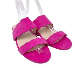 Stuart‎ Weitzman Women's Hot Pink Suede Santorini Scallop Slide Sandals Size 7B